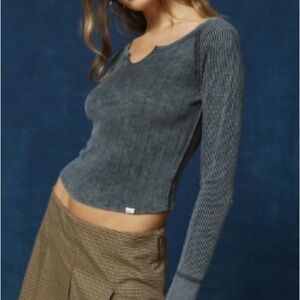 Urban Outfitters BDG Black Spliced Notch Neck Tee